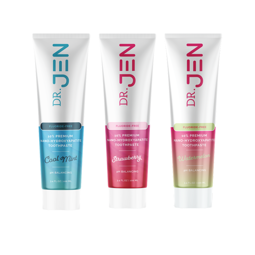 Dr. Jen's Cool Mint Fluoride-Free Toothpaste with 10% Premium Nano-Hydroxyapatite - 12/24 Pack