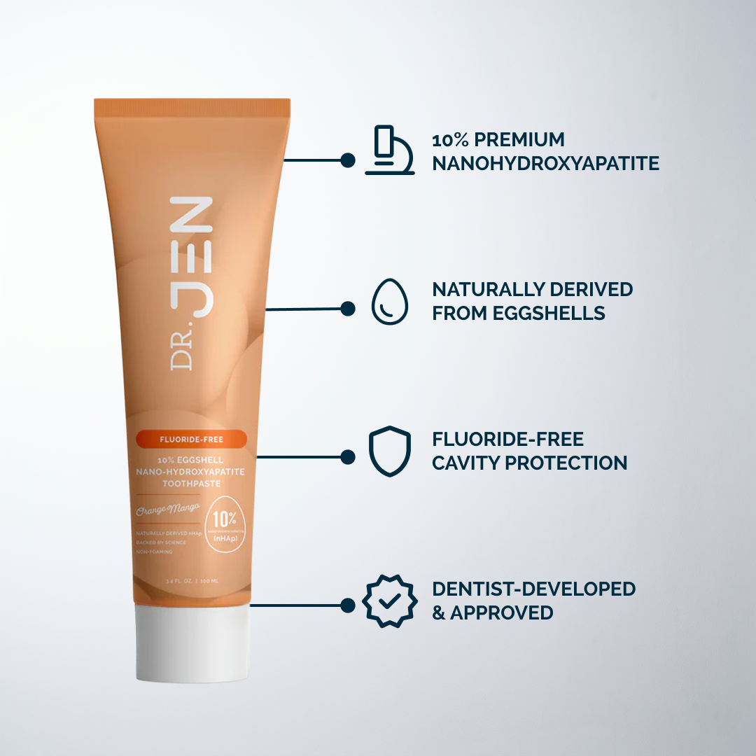 NEW Dr. Jen's Eggshell 10% Premium Nano Hydroxyapatite Toothpaste - 12/24 pack