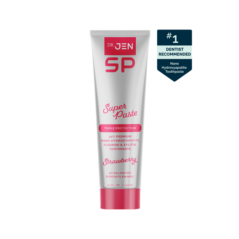 Dr. Jen's Strawberry Super Paste with Fluoride + 10% Premium Nano-Hydroxyapatite - 12/24 Pack