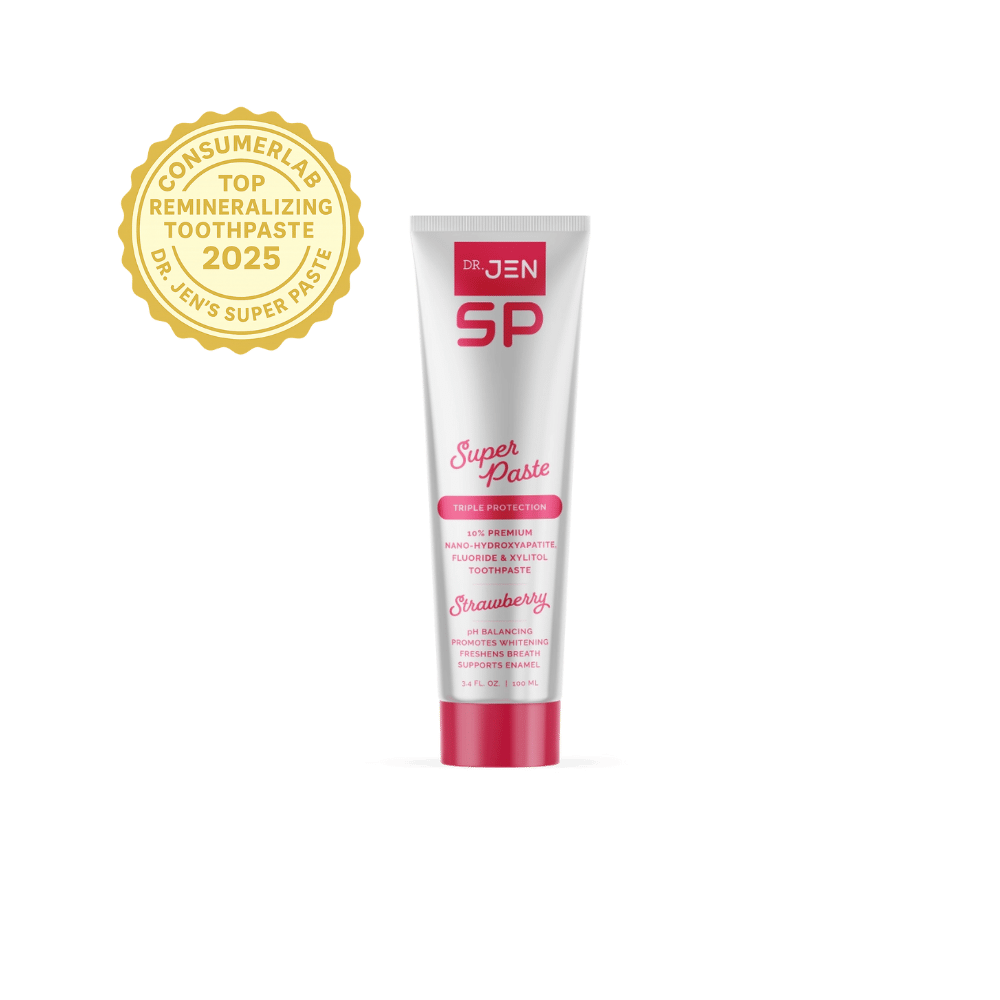 Dr. Jen's Strawberry Super Paste with Fluoride + 10% Premium Nano-Hydroxyapatite - 12/24 Pack