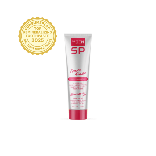Dr. Jen's Strawberry Super Paste with Fluoride + 10% Premium Nano-Hydr